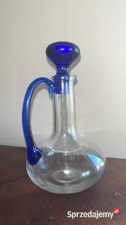 Karafka ze szkła przezroczystego Z kobaltem Gdańsk