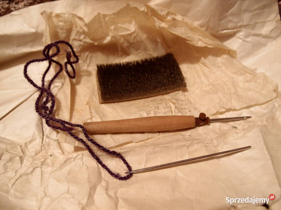 Zestaw do szydełkowania PRL Drewniana igła