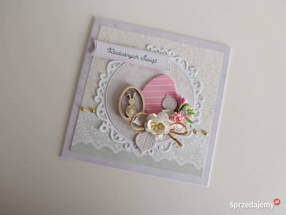 Kartka ręcznie robiona Świąteczna Wielkanoc Rękodzieło
