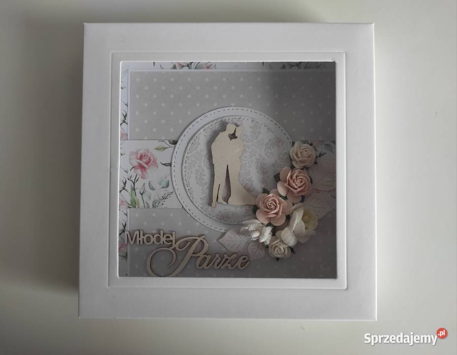 Kartka ręcznie robiona na Ślub z pudełkiem