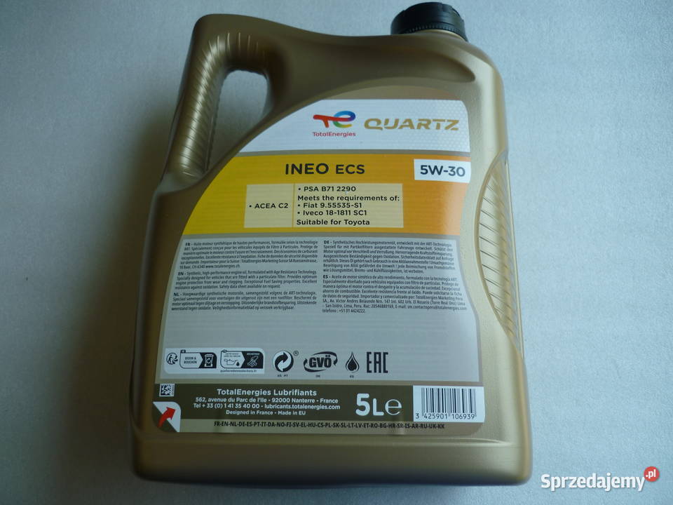 Olej TOTAL QUARTZ INEO ECS 5W30 5L Norma PSA B71 Oleje silnikowe Poznań