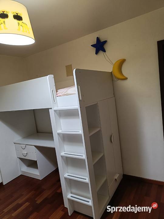 Piękne łózko na antresoli z biurkiem szafą Świdnik
