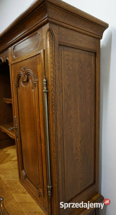 DUŻY KREDENS LUDWIK LITY DĄB FRANCJA rustykalny Meble dolnośląskie Niemcza