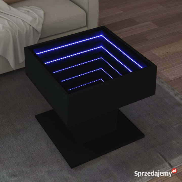 Stolik kawowy z LED czarny 50x50x45 materiał mazowieckie Warszawa sprzedam