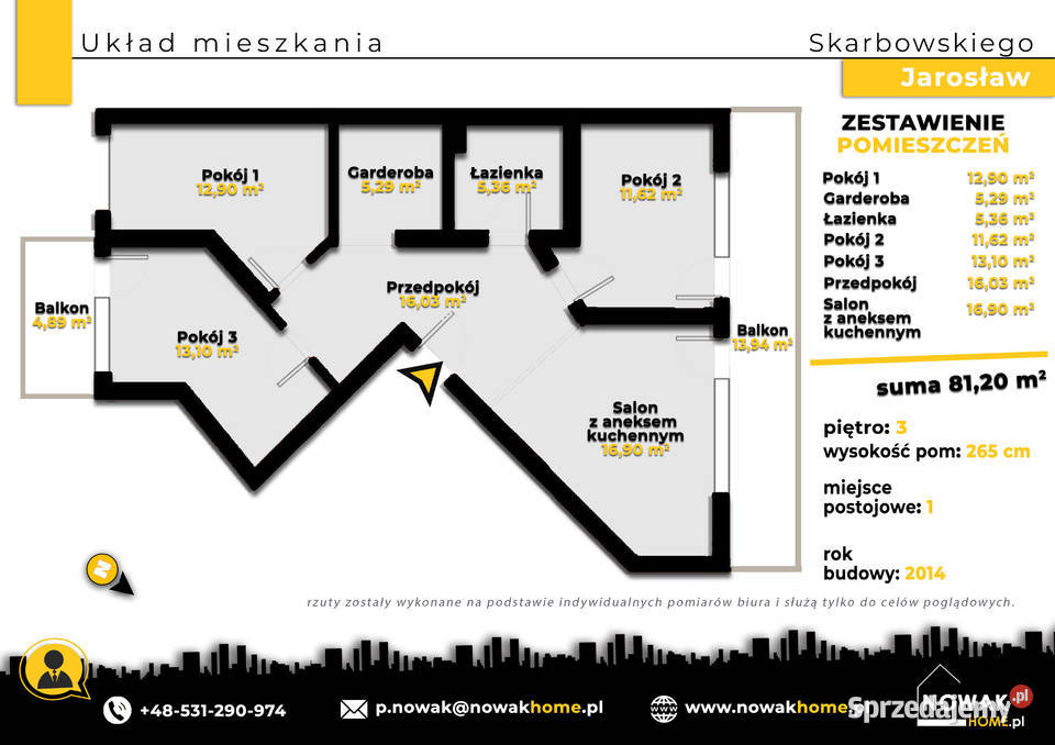 Apartament 812 m4 pokoje2 Sprzedaż Jarosław sprzedam