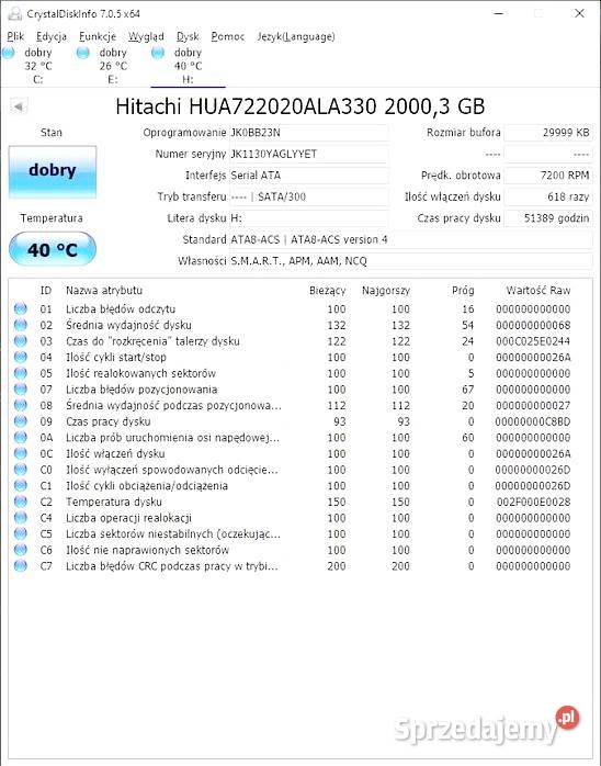 Hitachi Ultrastar 2TB 7200RPM 32MB 35 Pojemność 2000 Gubin