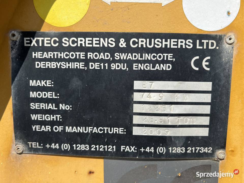 Przesiewacz Extec E7 Sandvik QE340 nie Zator