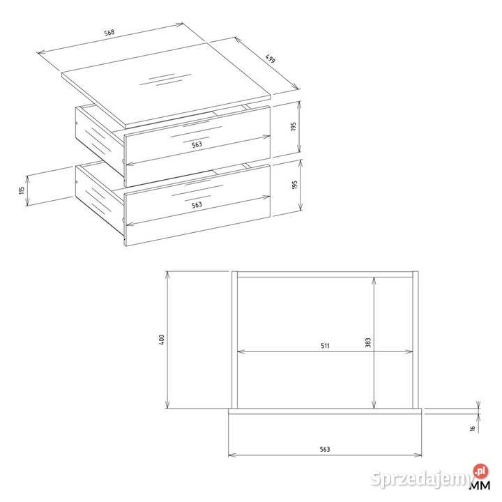 Moduł Szuflad OPENO 2SZ 2 Szuflady BIAŁY Do 40cm