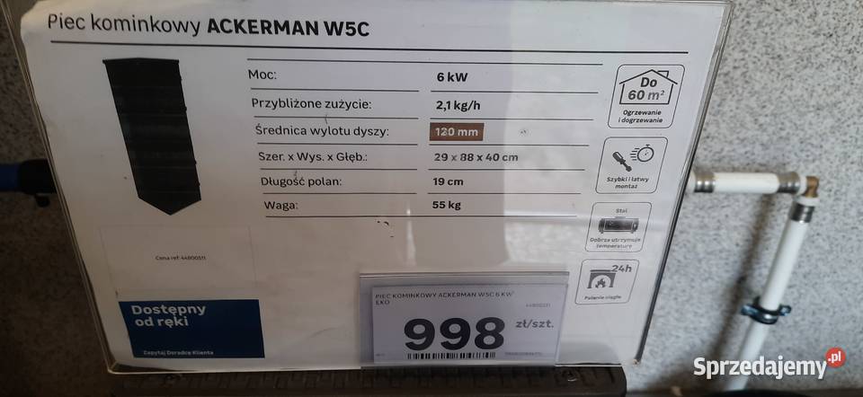 piec kominkowy ACKERMAN W5C 6KW dolnośląskie Dobrzykowice