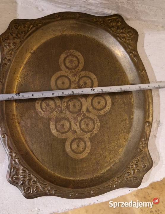 Zupełnie nowa tacka vintage metalowa złota lata Tace i stoliki