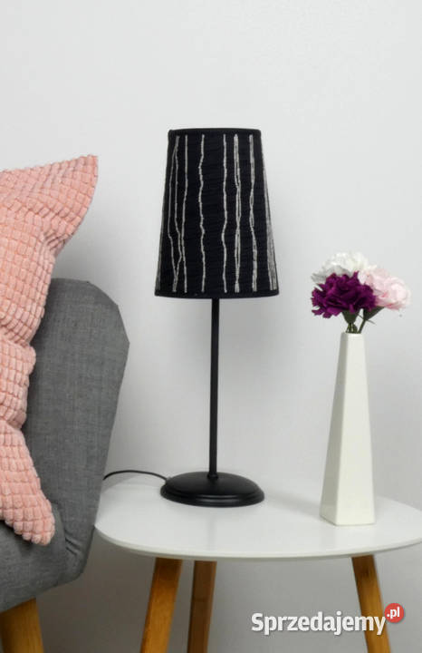Lampa biurkowa RANDO czarny w białe nitki Nowe