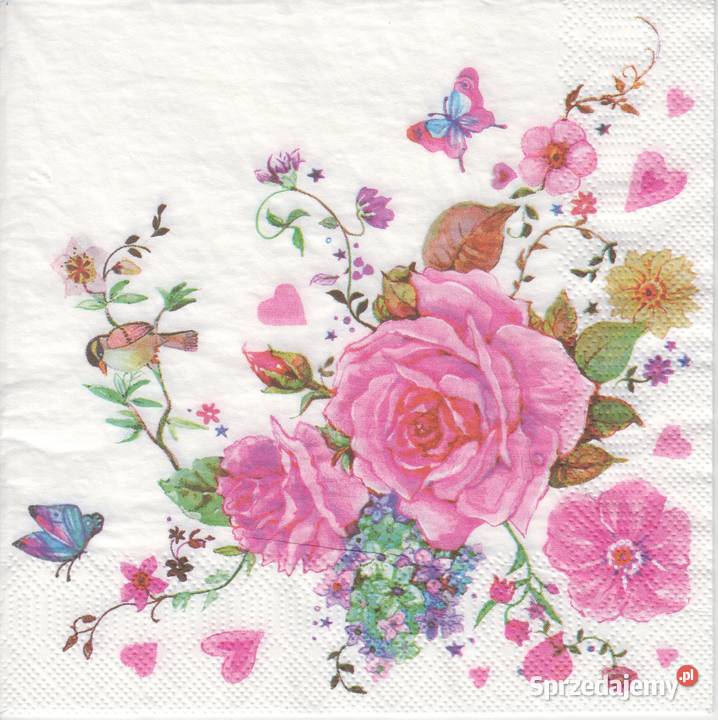Decoupage serwetki ptaki ptaszki kwiaty sikorki Skarżysko-Kamienna sprzedam