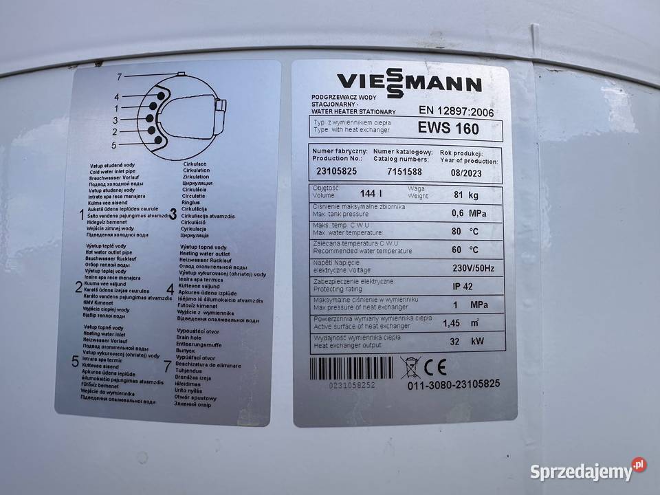 Zasobnik wody EWS 160 Viessmann plus naczynie Pozostałe Tychy sprzedam