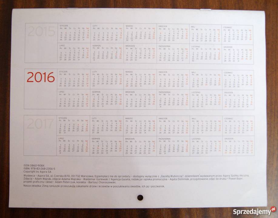 Kalendarz przyrodniczy 2016 Parczew sprzedam
