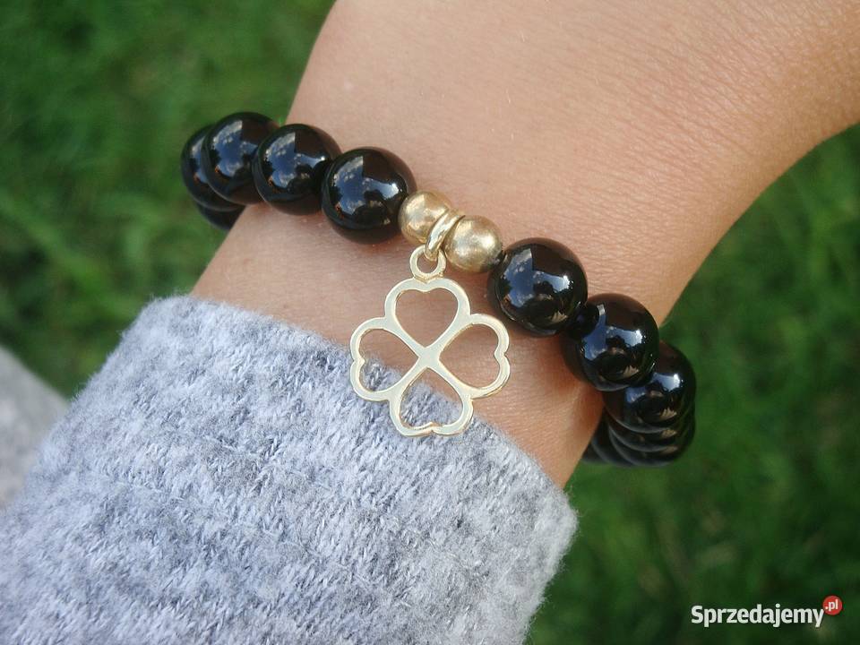 Bransoletki damskie Agat biały i Onyks czarny Bransoletki Kraków