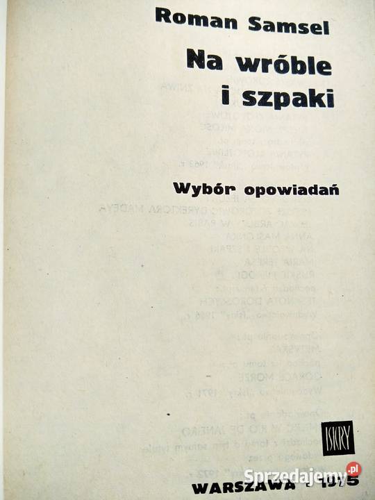 Książki Samsel Na wróble i szpaki pierwsze Antykwariat sprzedam