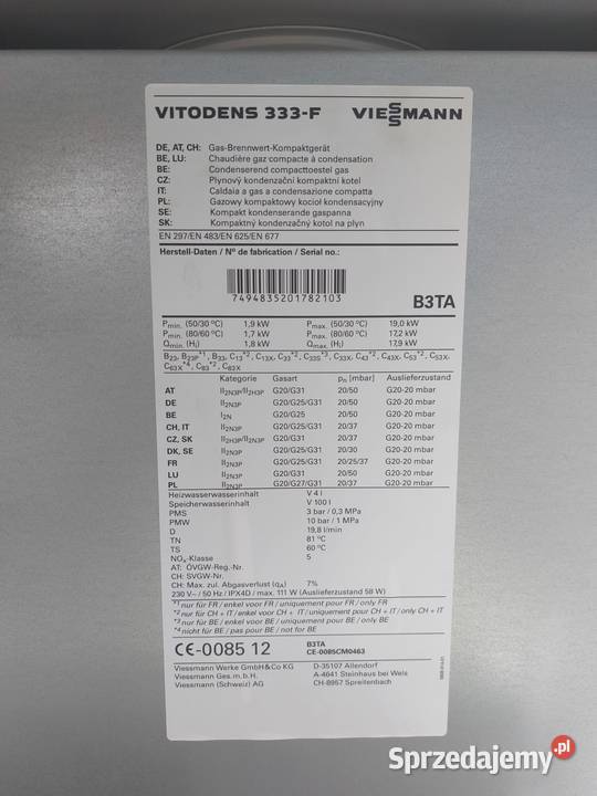 Viessmann Vitodens 333 F, -piec gazowy Gorzów Wielkopolski - Sprzedajemy.pl