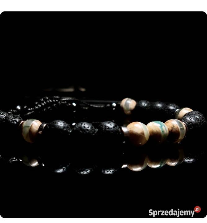 BRANSOLETKA STAL KAMIEŃ LAWA REGULOWANA MĘSKA łódzkie Radomsko