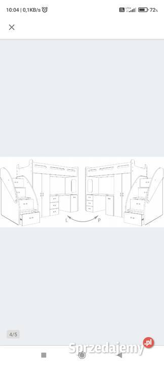 Piętrowe łóżko dziecięce z biurkiem i szafą Meble śląskie