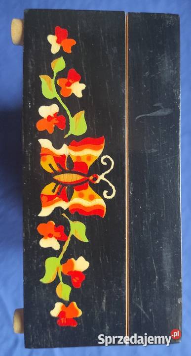 Pudełko ozdobne drewniane motyl kwiat ZSRR CCCP Warszawa