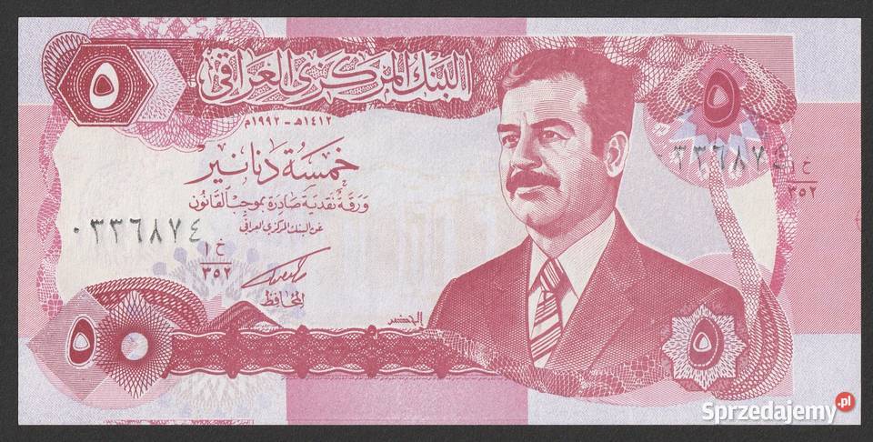 IRAK 5 DINARÓW 1992 SADDAM UNC Łódź sprzedam