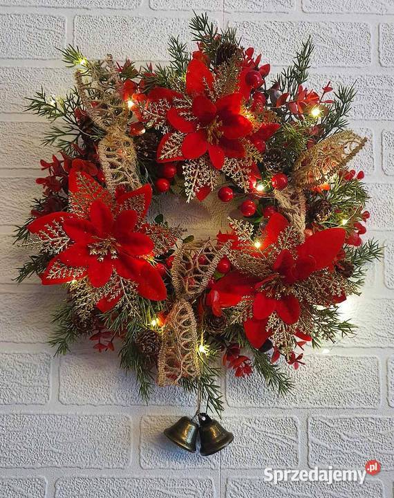 Wianek Bożonarodzeniowy Led Podświetlany Bogato Rękodzieło opolskie