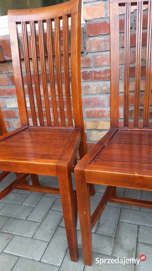 Krzesła tekowe drewniane 2 kolonialne twarde Krzesła Gawroniec