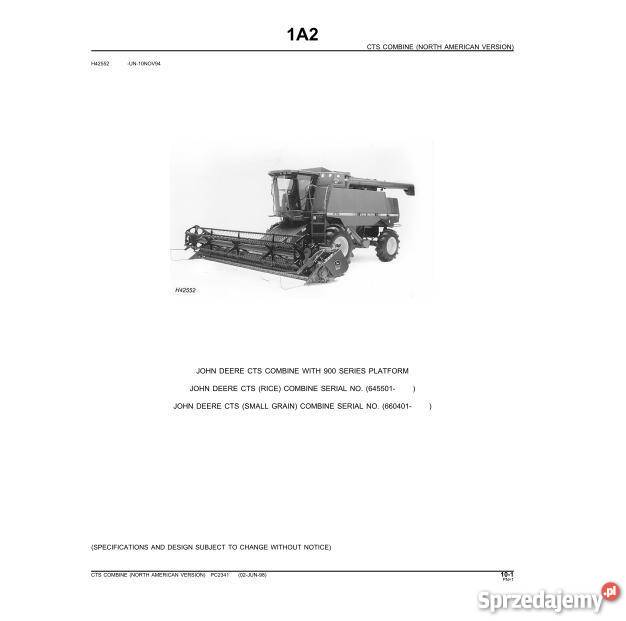 John Deere CTS 900 CTS II 900 kombajn katalog Kielce