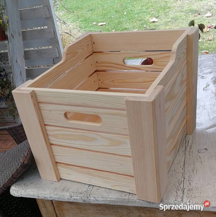 Skrzynka na winyle pojemnik na drewno donica 38cm