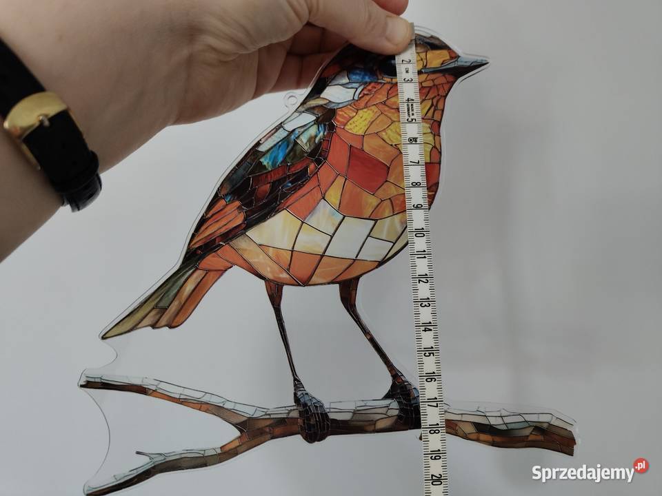 Nowy witraż witrażyk dekoracja okienna ptak Płock
