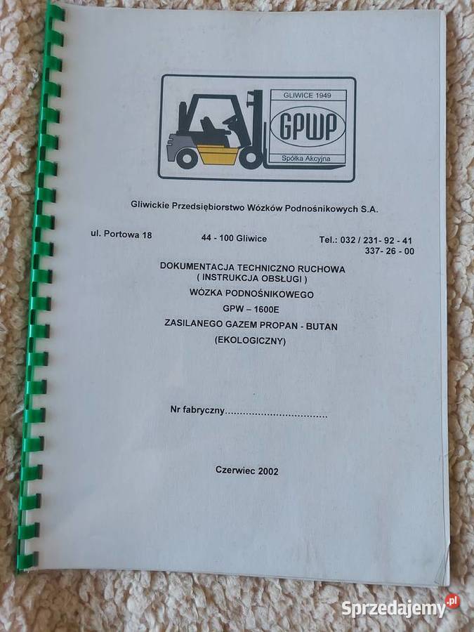 Wózek Widłowy GPW 1600 E Propan Butan 2008 r gaz Katowice