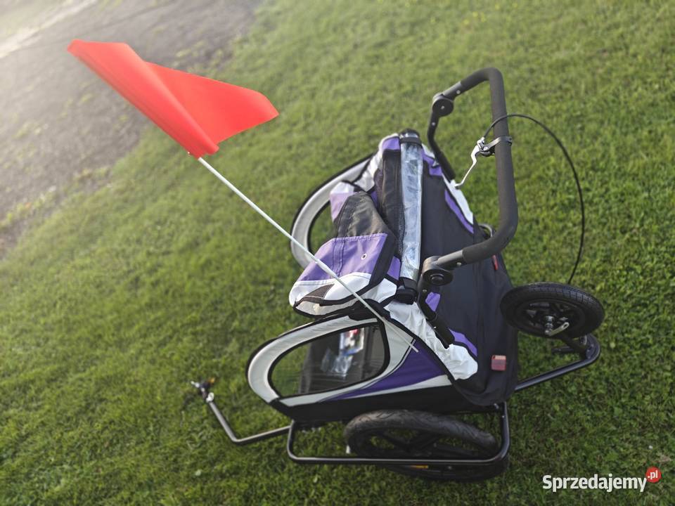 PRZYCZEPKA ROWEROWA AMORTYZOWANA REGULOWANA fioletowy Pozostałe Zygry