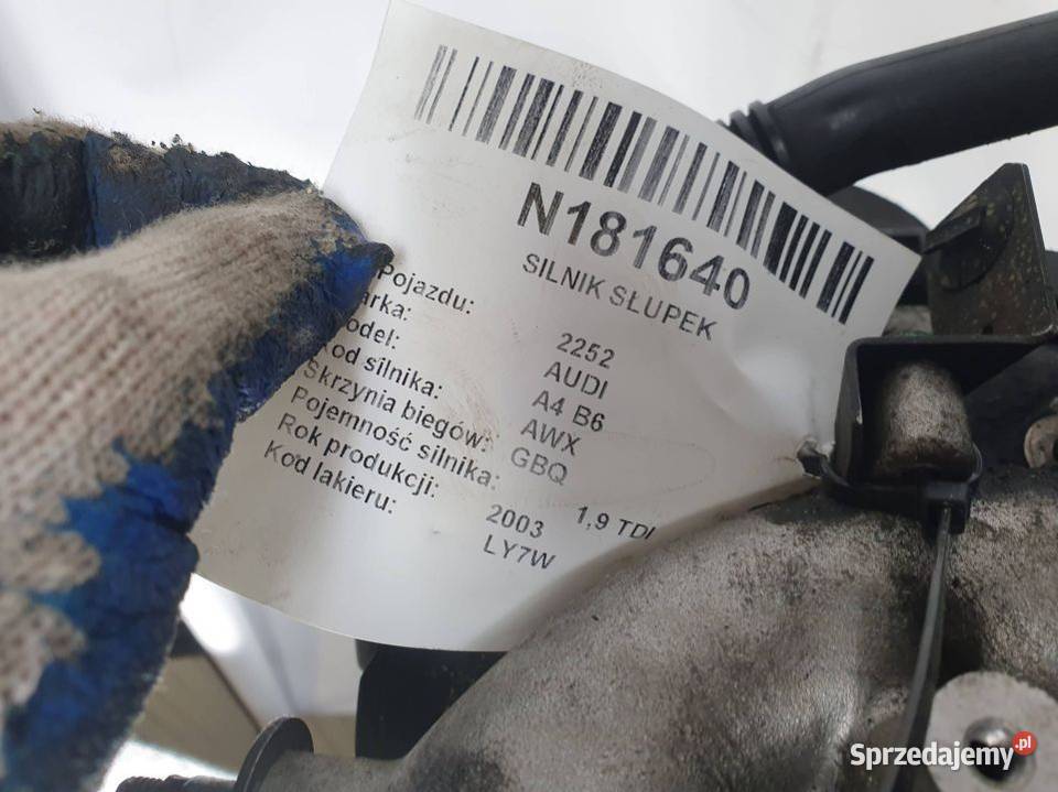 SILNIK SŁUPEK AUDI A4 B6 AWX 19 TDI 130 Pozostałe