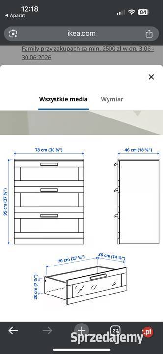 Komoda Ikea brimnes biała trzy szuflady Komody Gdynia sprzedam