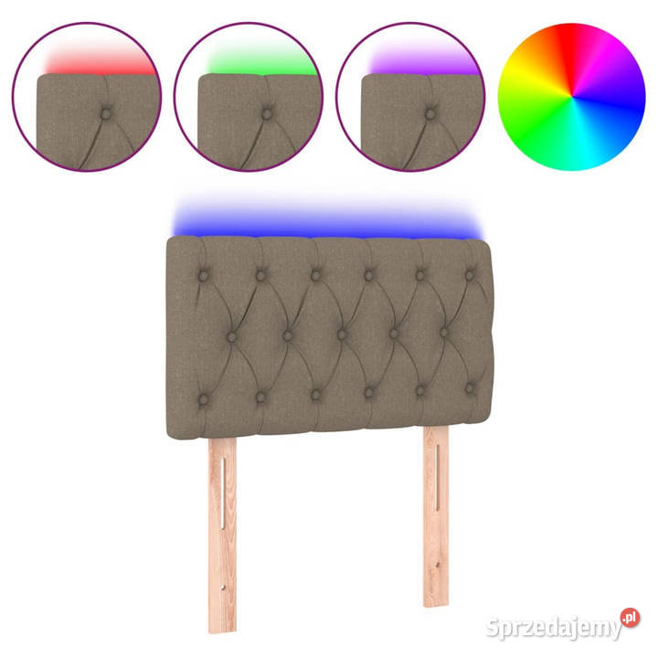 Zagłówek do łóżka z LED taupe 80x7x7888 tkanina