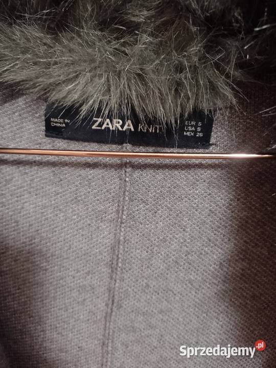 36S ZARA Płaszcz dzianinowy z futrzanym Zara Kraków