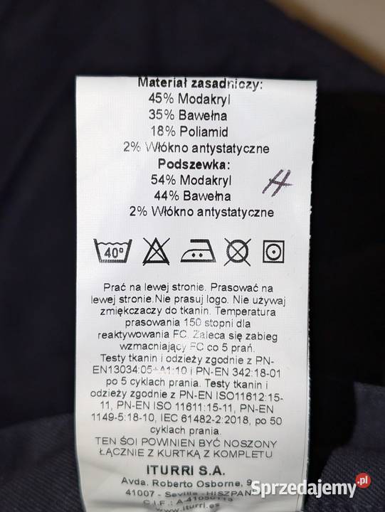 Nowe ubranie robocze zimowe Iturri Rozmiar XL Pozostałe opolskie