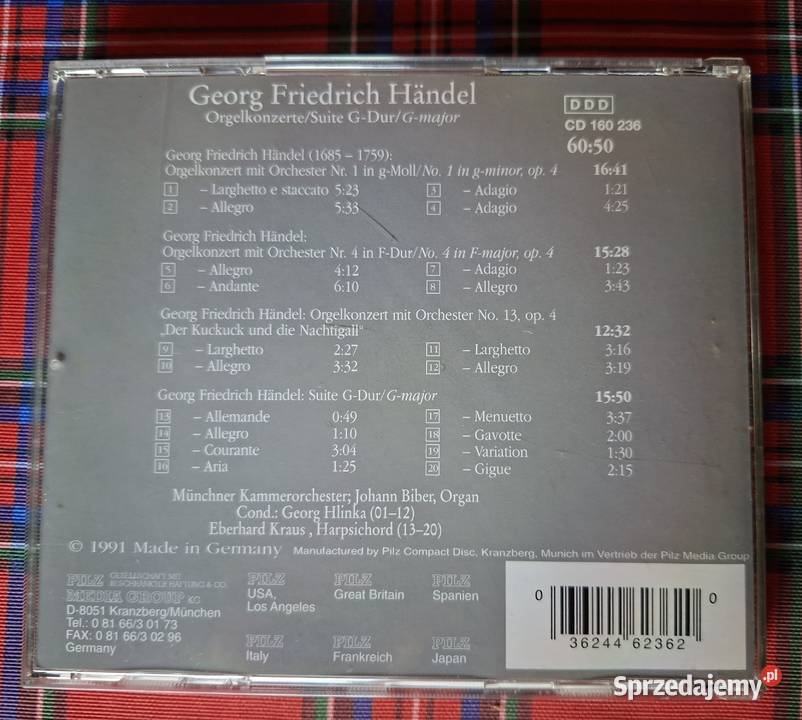 Georg Friedrich Handel Orgelkonzerte Vienna CD