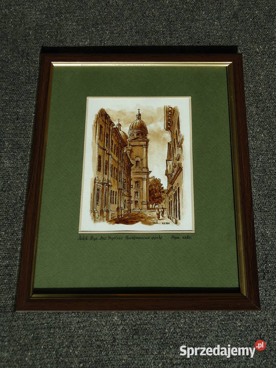 Grafika Lwów Widok na Cerkiew Przemienienia Warszawa sprzedam