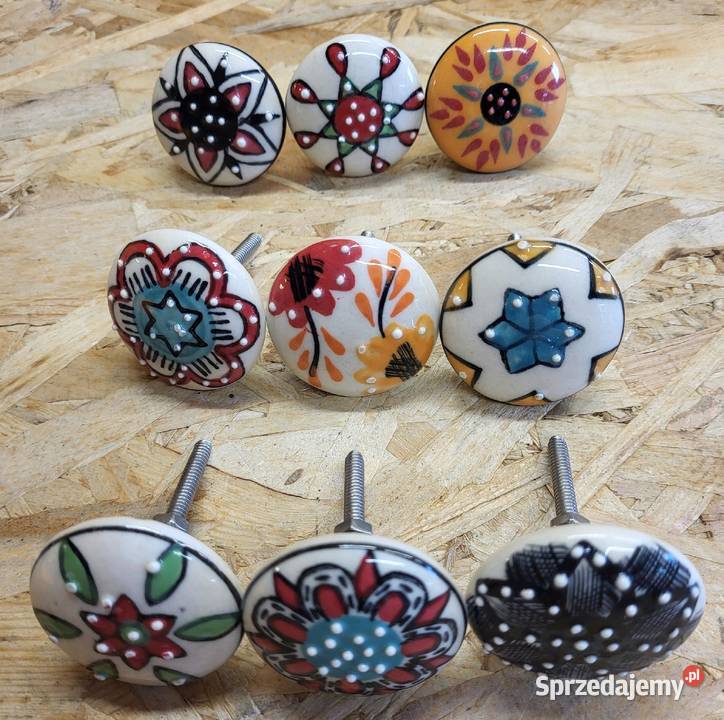 Ajuny Wielokolorowe ceramiczne gałki do szuflad Myszyniec sprzedam