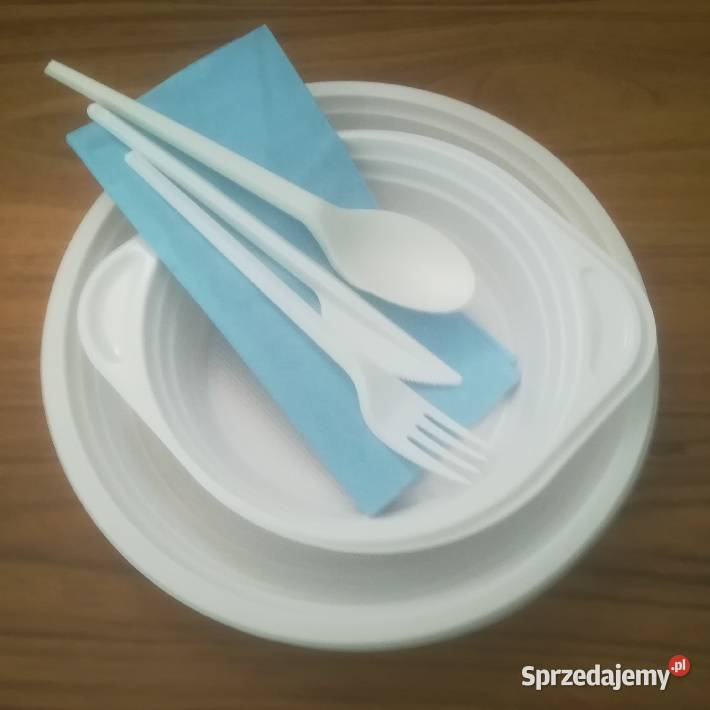Zestaw jednorazowy obiadowy sztućce drewnane lubelskie sprzedam