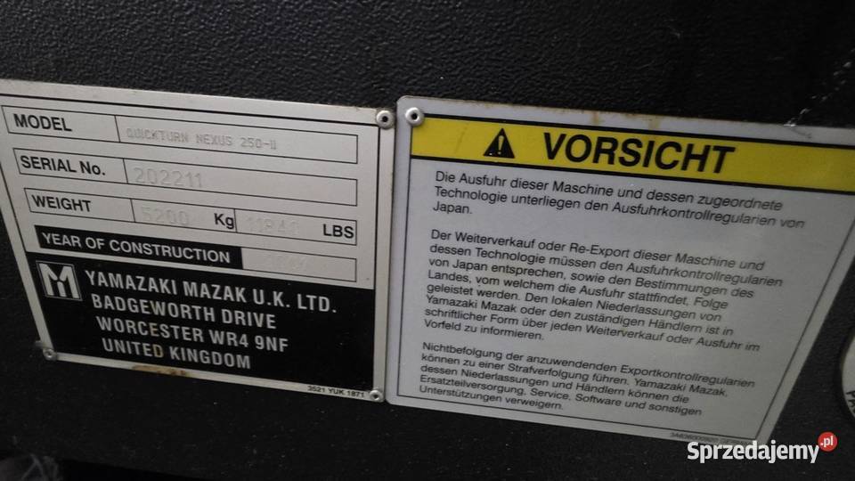 Centrum tokarskie CNC Mazak Quick Turn Nexus 250 Kraków sprzedam