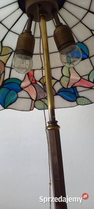 Mosiężna lampa podłogowa klosz witraż Skierniewice