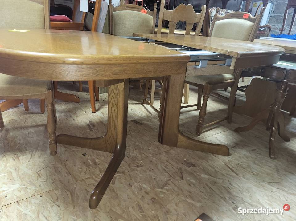 Stylowy stół owalny z 4 krzesłami dąb rystykalny 74cm Sypniewo