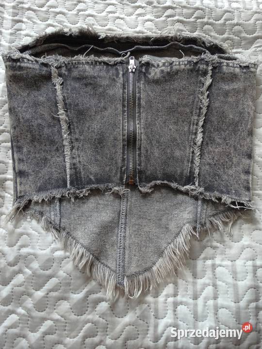 Bluzka Gorsetowa Top Gorset Jeansowy Czarny by Łomża sprzedam