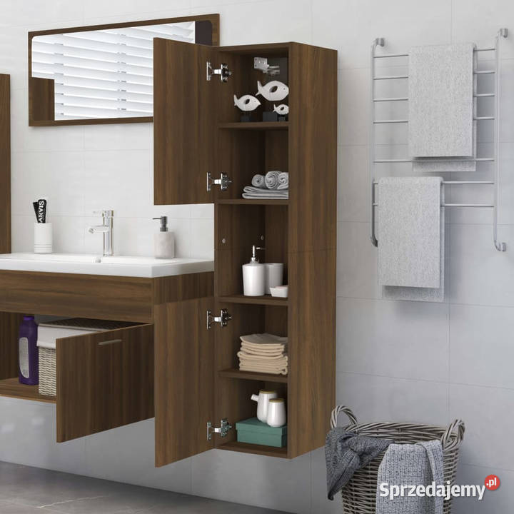 Szafka łazienkowa brązowy dąb 30x30x130 WM815641 Warszawa