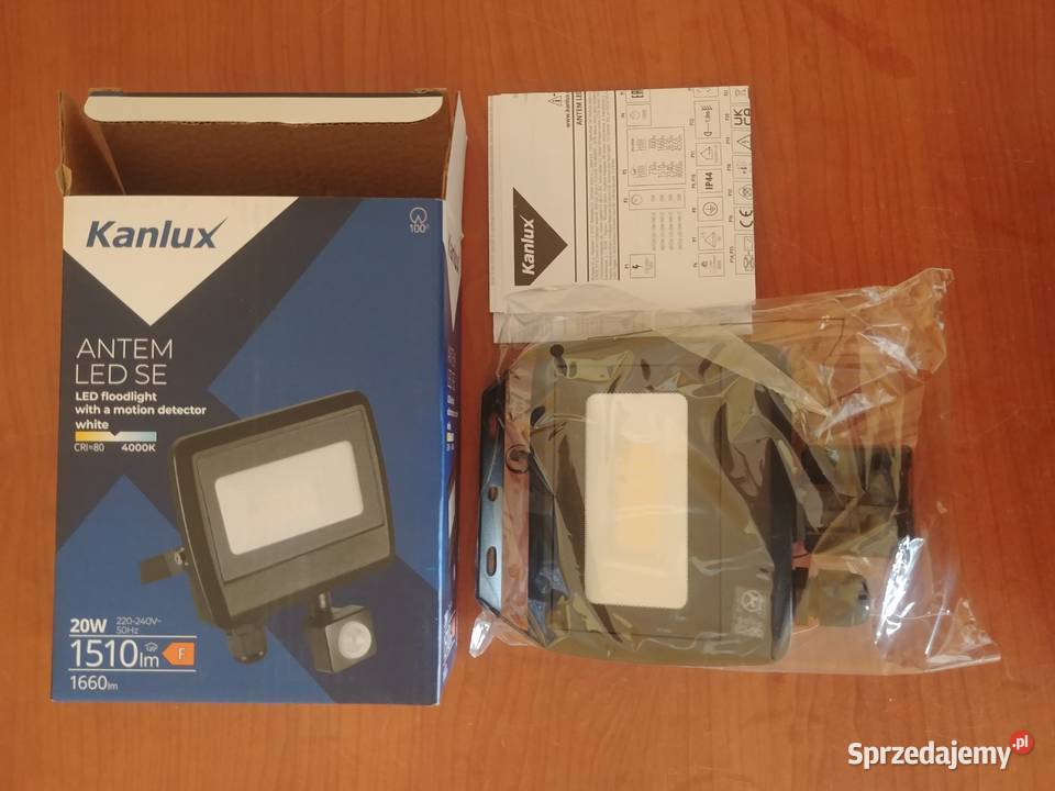 KANLUX NAŚWIETLACZ LED 20W z czujnikiem ruchu Halogeny i naświetlacze śląskie Tychy