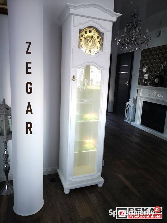 Biały Zegar Stojący 50 Witryna Dąb White ECRU 50cm Skierniewice