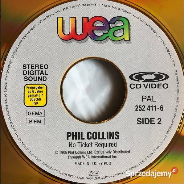 Phil Collins No Ticket Required laserdisc Płyty i kasety Kraków sprzedam