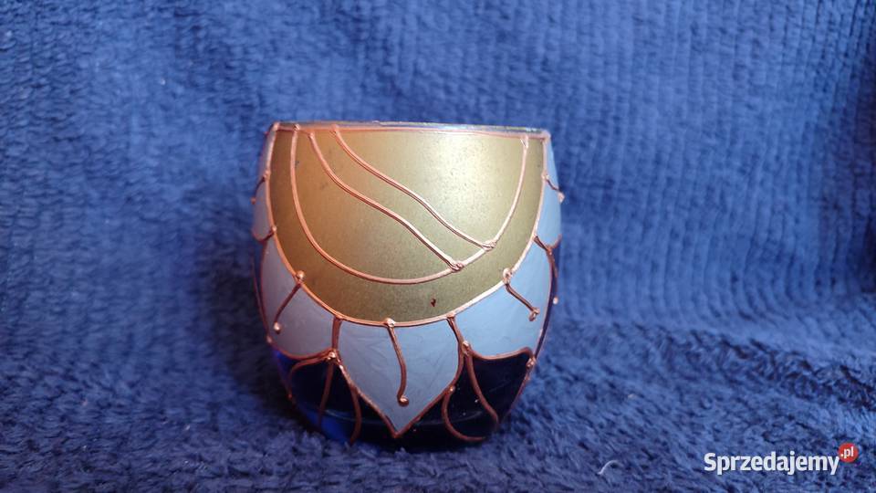 szklany świecznik tealight ręcznie malowany Gdańsk